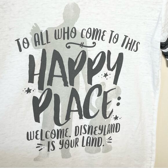 DISNEY PARKS Disneyland happy place v neck paperweight burnout ringer tee small - Picture 4 of 4